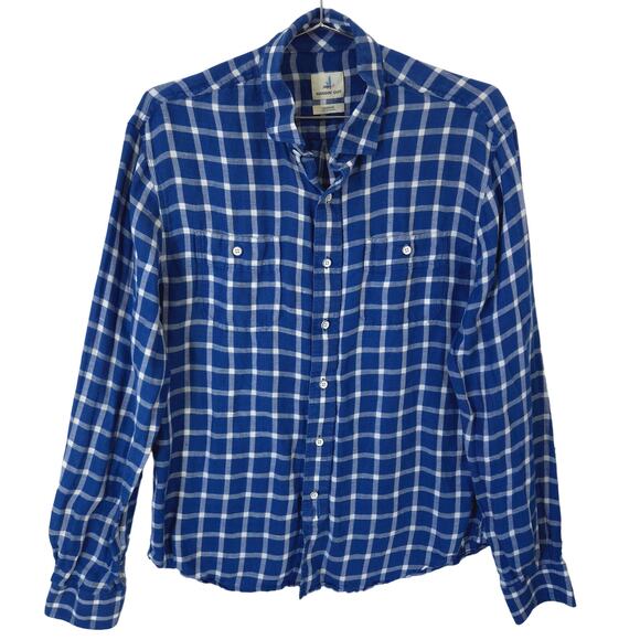 johnnie-O Other - Johnnie O Shirt Mens M Blue White Check Camden Classic Fit Linen Blend Button Up